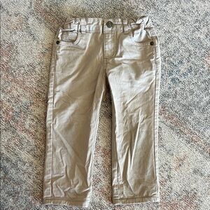 Toddler Beige Stretch Twill Pants Neck and Neck